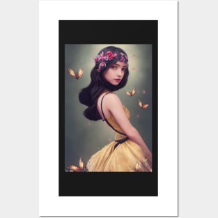 Beautiful girl with butterflies Posters and Art